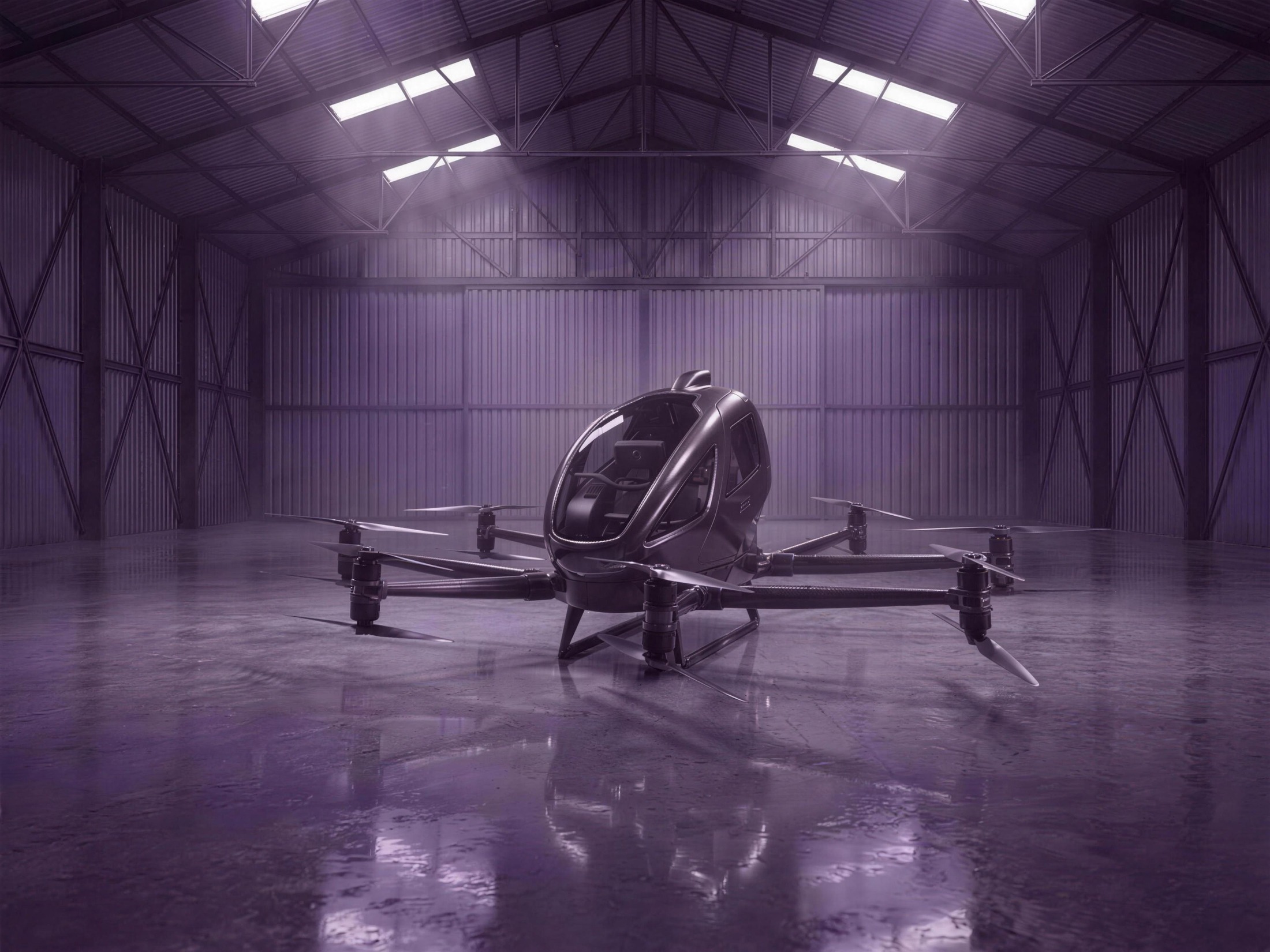 Fantom Xs concept — front three-quarter study, eight arms with coaxial rotor pairs